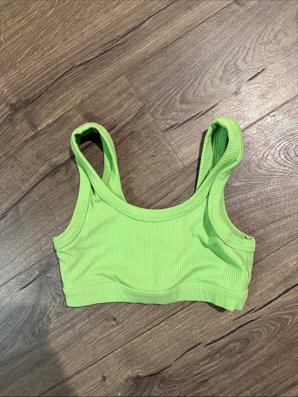 Neon Green Ribbed Crop Tank Top